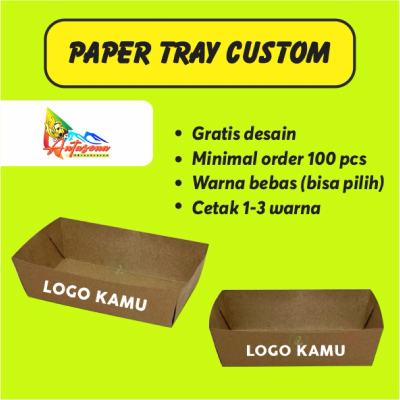 Promo  Paper Tray Custom || Gratis Desain || Minimal Order 100 pcs || Paper Tray Food Custom Logo De