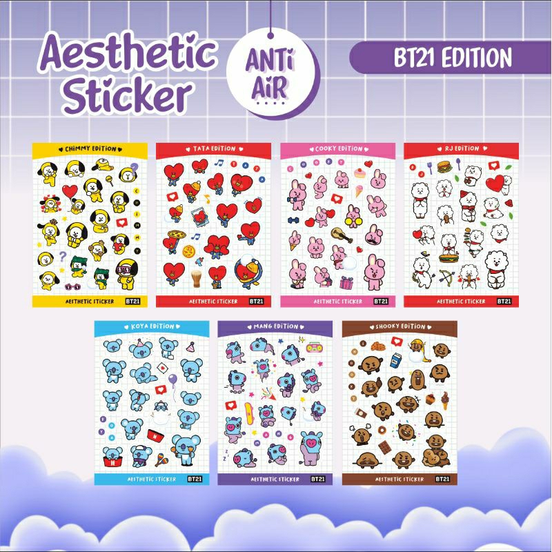 

BT21 Edition Aesthetic Sticker / Cute Journaling Kit / Stiker Set Scrapbooking