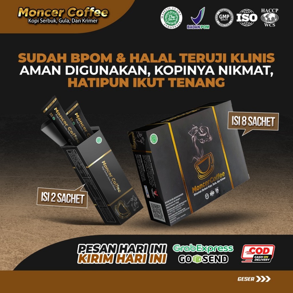 MoncerCoffee Original | Kopi Herbal Untuk Pria Aman Dikonsumsi | 1 Box Halal & BPOM