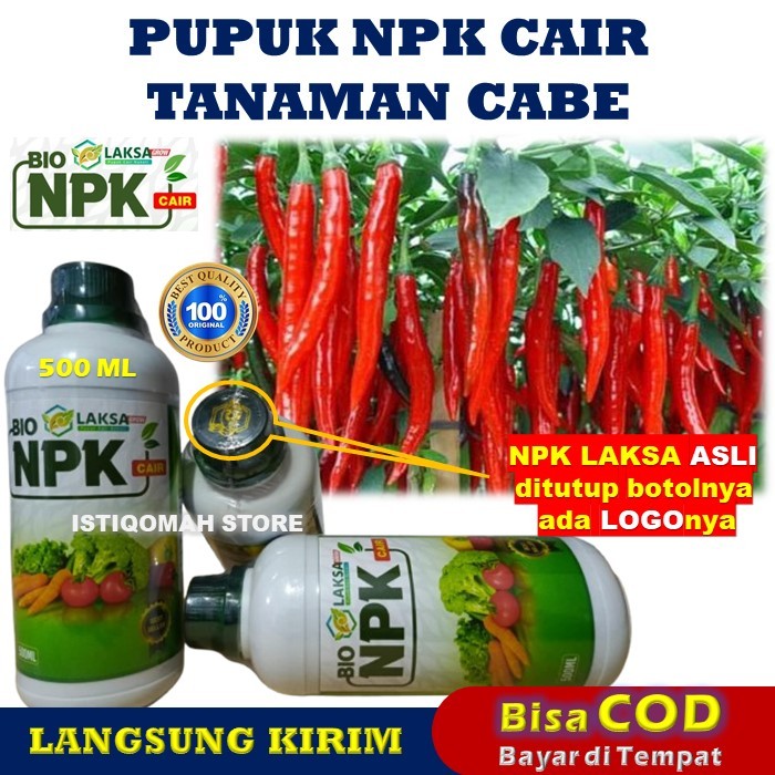 NPK LAKSA GROW 500ML - Pupuk Pelebat Buah Cabe, Pupuk NPK Cair Tanaman Cabe Melebatkan Cabe Tanpa Ro