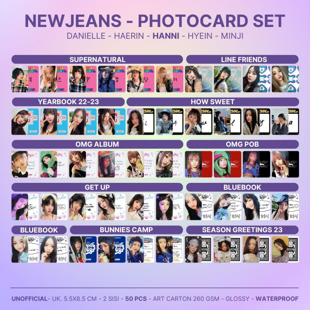 Isi 50 Pcs photocard new jeans newjeans album premium pc danielle haerin hanni hyein minji bluebook 