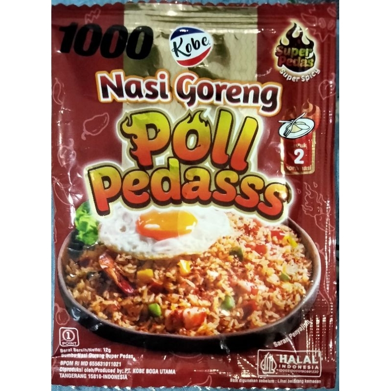 

Kobe Bumbu Nasi Goreng Poll Pedas kemasan mini ( 12 gr ) *Pembelian minimal 6 pcs