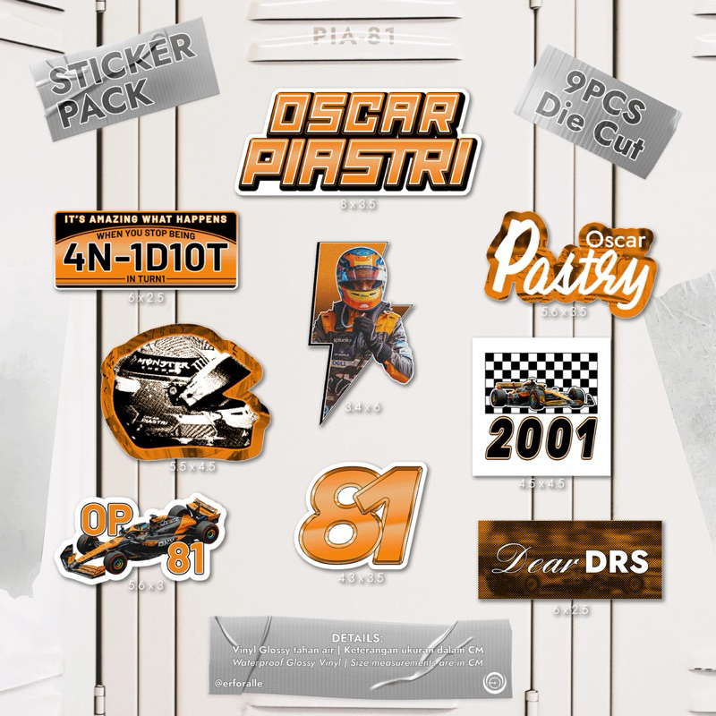 

Oscar Piastri Sticker Pack [9Pcs DieCut Stickers]