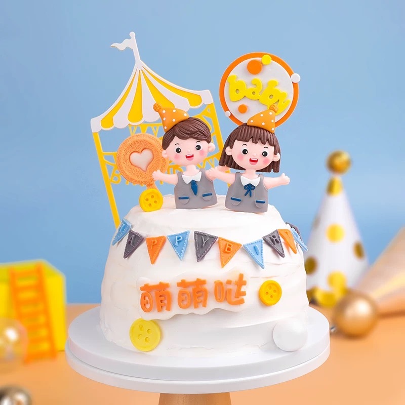 CAKE TOPPER CLAY ANAK TK aksesories tusukan kue bento korea hiasan dekorasi kue ulang tahun birthday