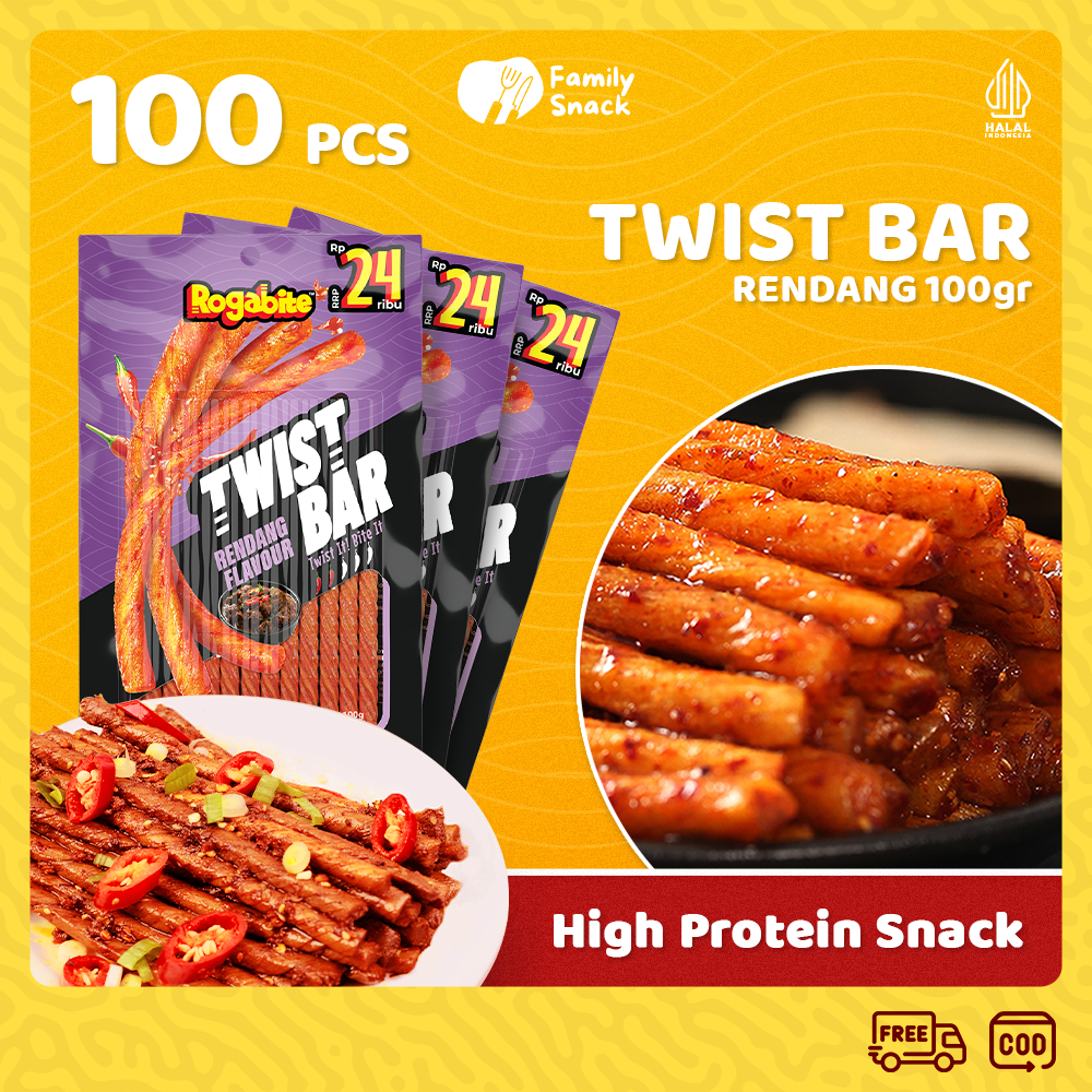 

Family Snack - [HALAL] [100PCS] Twist Bar Camilan High Protein Snack Spicy Food