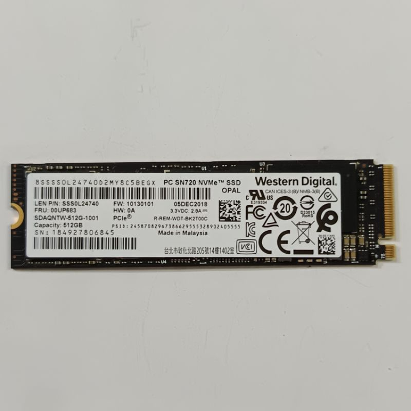 SSD m.2 nvme 512GB murah WD SN720 Western digital 512 GB 2280 Second original