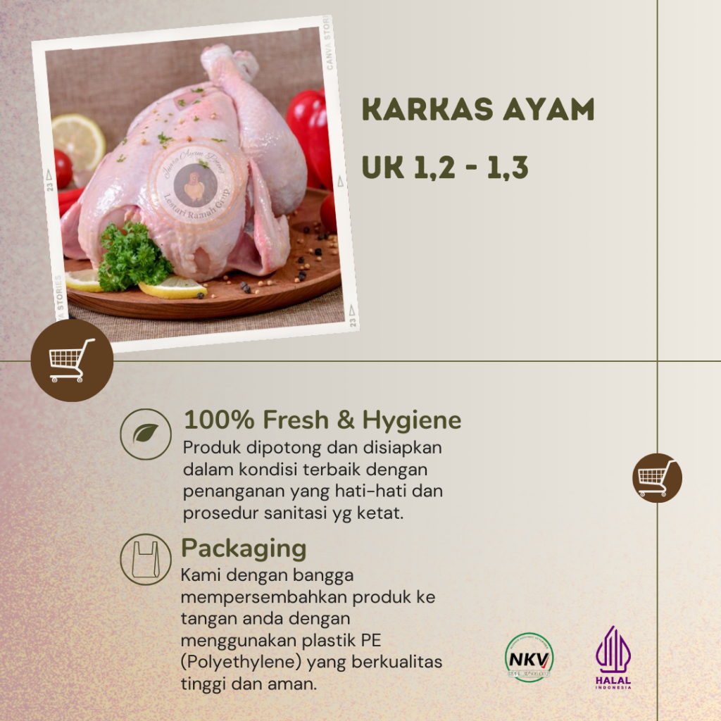 

Karkas Ayam Fresh Ukuran 1.2-1.3kg