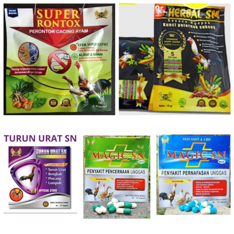 JAMU OBAT SN HERBAL SN MAGIC SN HIJAU/BIRU TURUN URAT SN SUPER RONTOX AYAM UNGGAS
