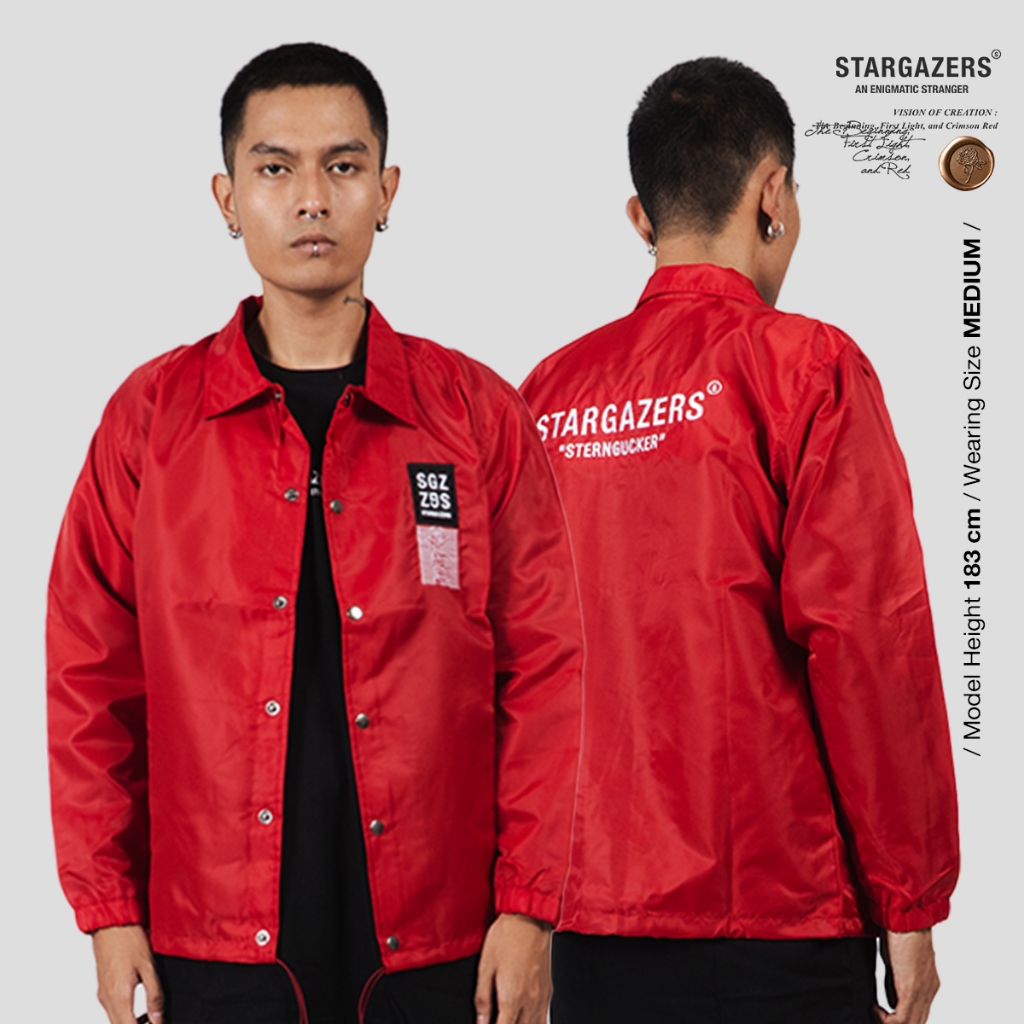 Stargazers Logo Coach Jacket Red
