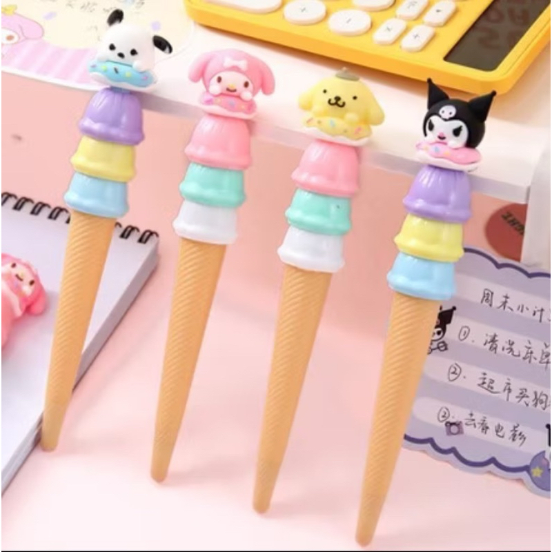 

(VALEN ACC)6PCS 12PCS PULPEN GEL ICE CREAM CONE KUROMI SANRIO