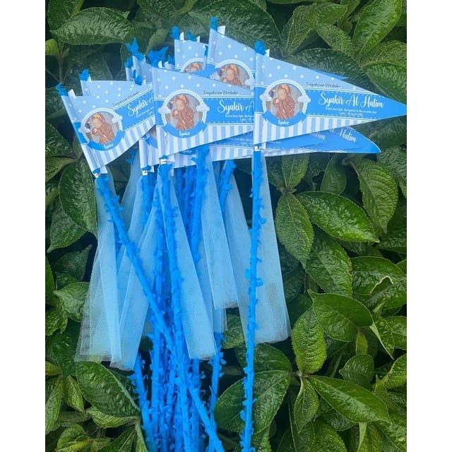 [ISI 50] Bendera Aqiqah + Tile Telur Custom Foto, Nama dan Karakter
