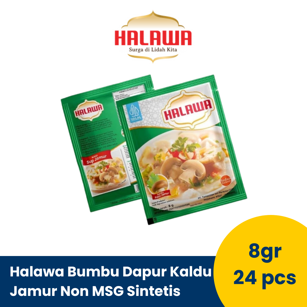 

Halawa Bumbu Dapur Kaldu Jamur Non MSG Sintetis 24 pcs | Penyedap Rasa Instan | aman untuk alergi