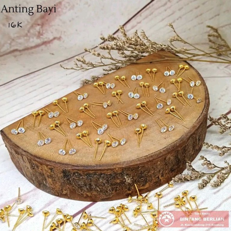 ART N13N Giwang Bayi Emas Kuning 16K Suweng Plenis Batu Mas Tua Kadar 7 7 Pelenis Mata Burung
