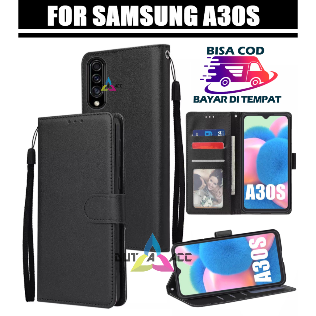 flip case leather SAMSUNG A30S casing cover kulit bisa buka tutup dan standing