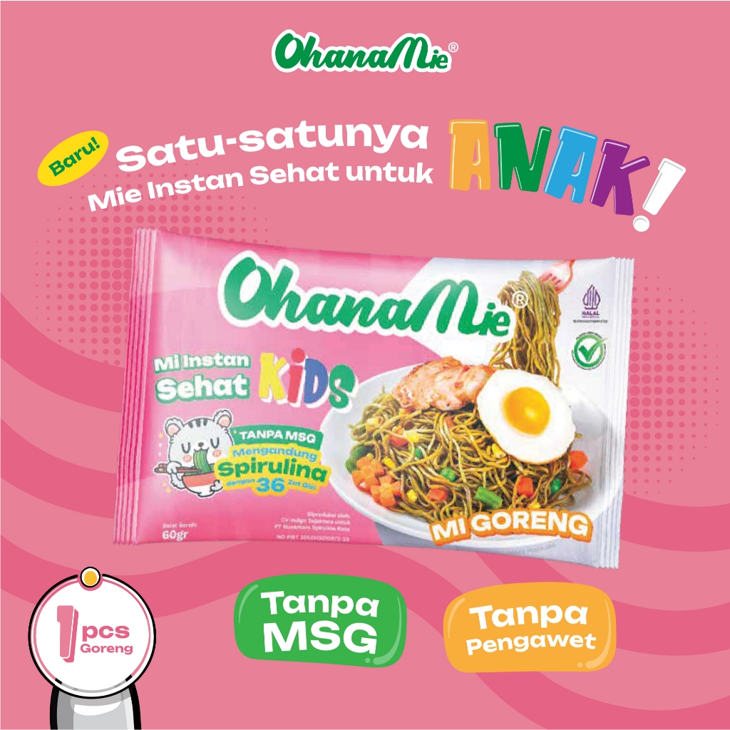 

Mie Instan Goreng Anak Sehat Spirulina Non MSG Ohana Mie - 1 pcs