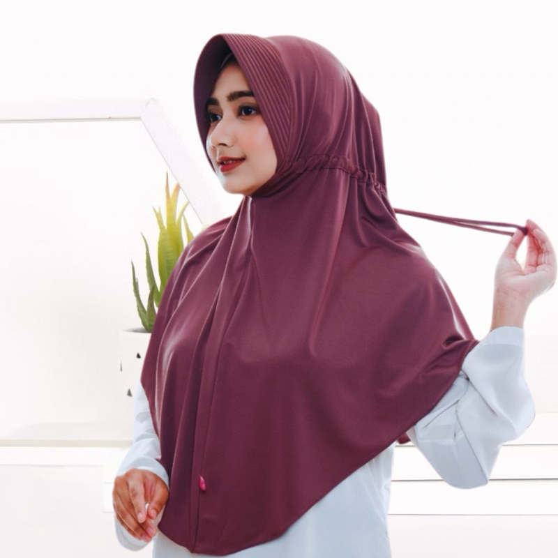 Hijab Bergo Hamidah Serut Belakang Kaos Jersey Premium Jilbab Serut Jokowi Jersey Premium | Jilbab S