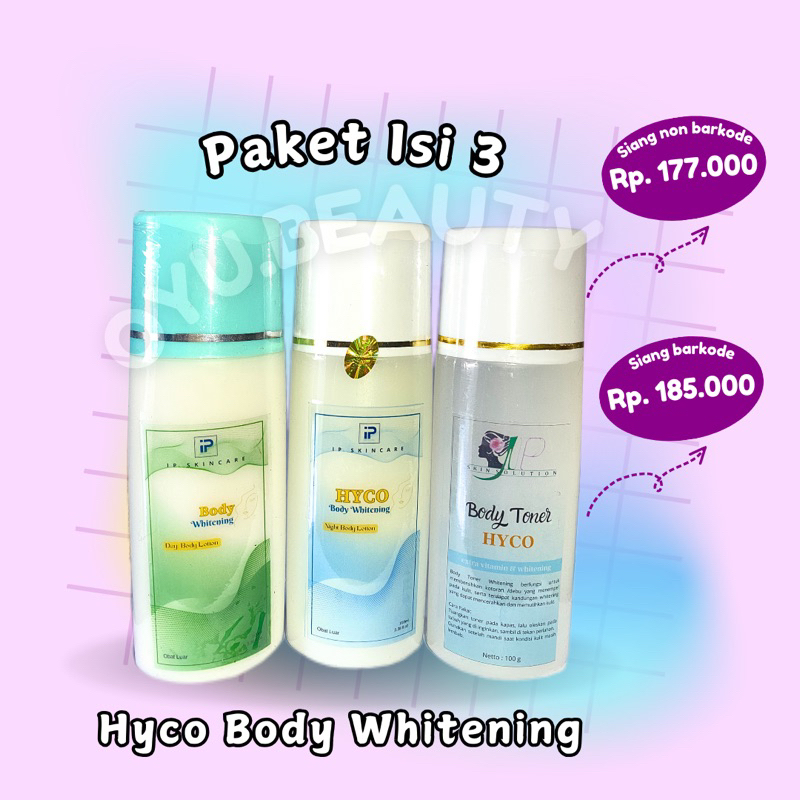 [IPUNG] Paket Pemutih Badan Hyco Isi 3 (Hb malam hyco + Hb siang dosting + Toner badan hyco)