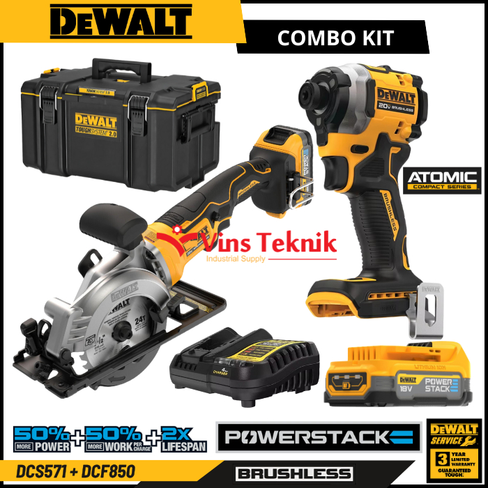 DEWALT DCS571 + DCF850 Cordless Brushless Mesin Bor Obeng + Circular Saw ( Paket Bundling )