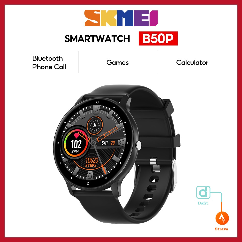 Skmei B50P Smartwatch Wanita Pria Full Touch Screen Sports Fitness Tracker Jam Tangan Wanita Anti Ca