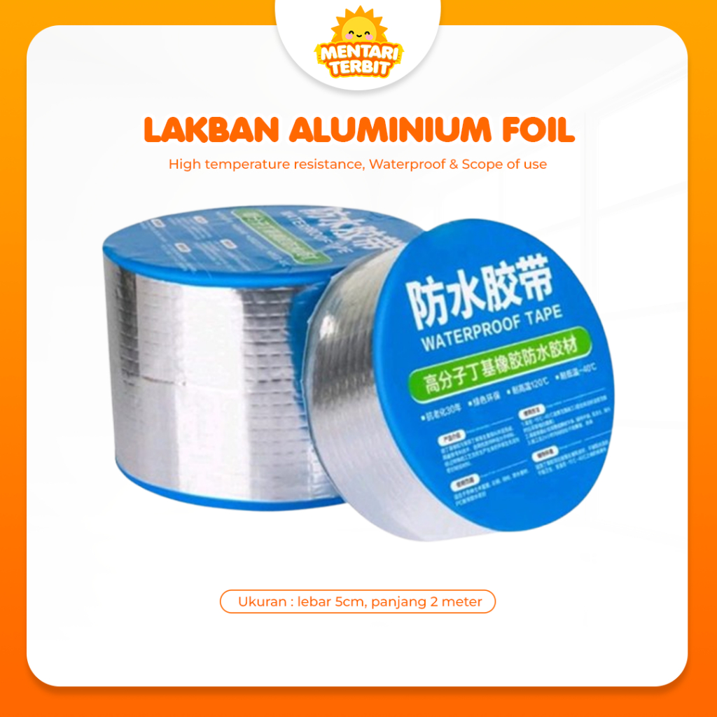 Lakban Tambal Anti Bocor  Lem Super Aluminium Foil Waterproof Tape Kuat Untuk Talang Air Pipa