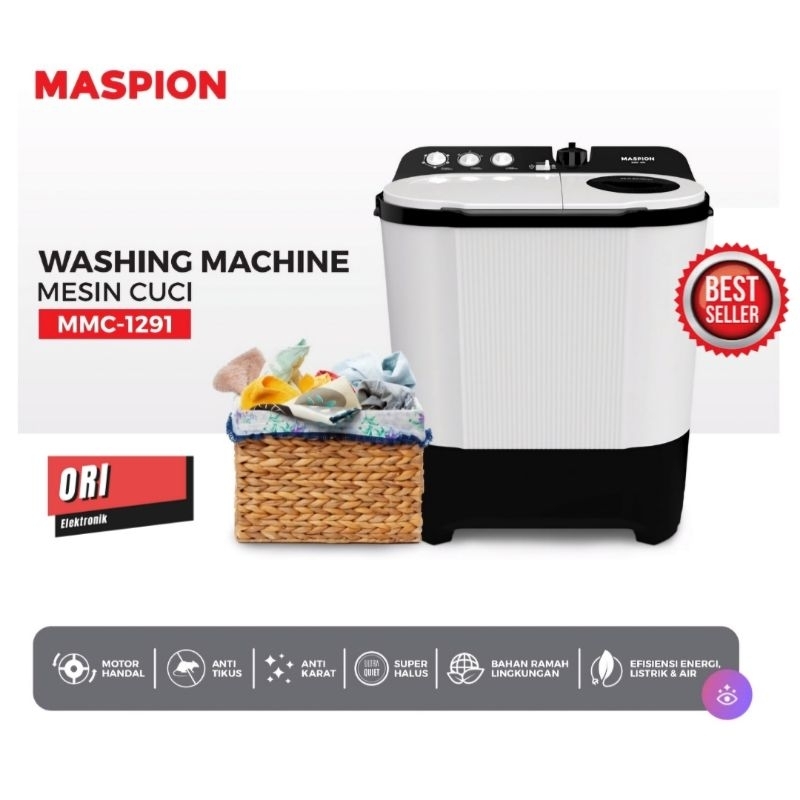 MASPION MESIN CUCI 2 TABUNG KAPASITAS 9 KG MMC-1291