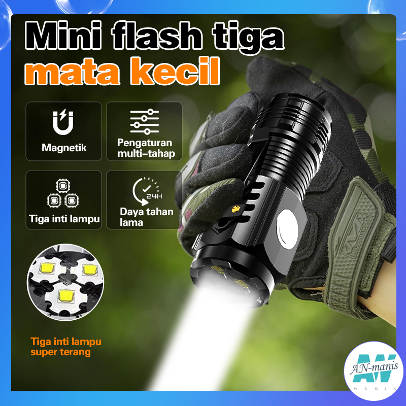 Jerman super terang tiga mata monster tahan air senter mini 100.000 lumens