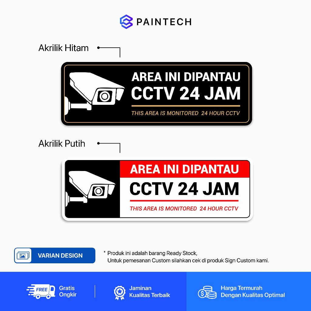 

bib Sn Akrilik Tanda CCTV Akrilik Print UV Snage Ukuran 30 X 10 CM