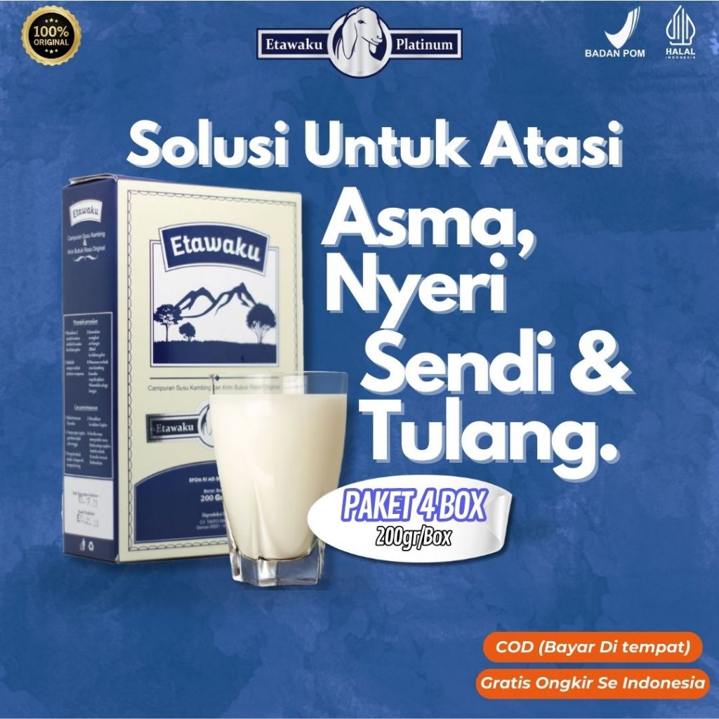 

Etawaku Platinum - Susu Kambing Murni Atasi Nyeri Sendi & Tulang Original 4 Box