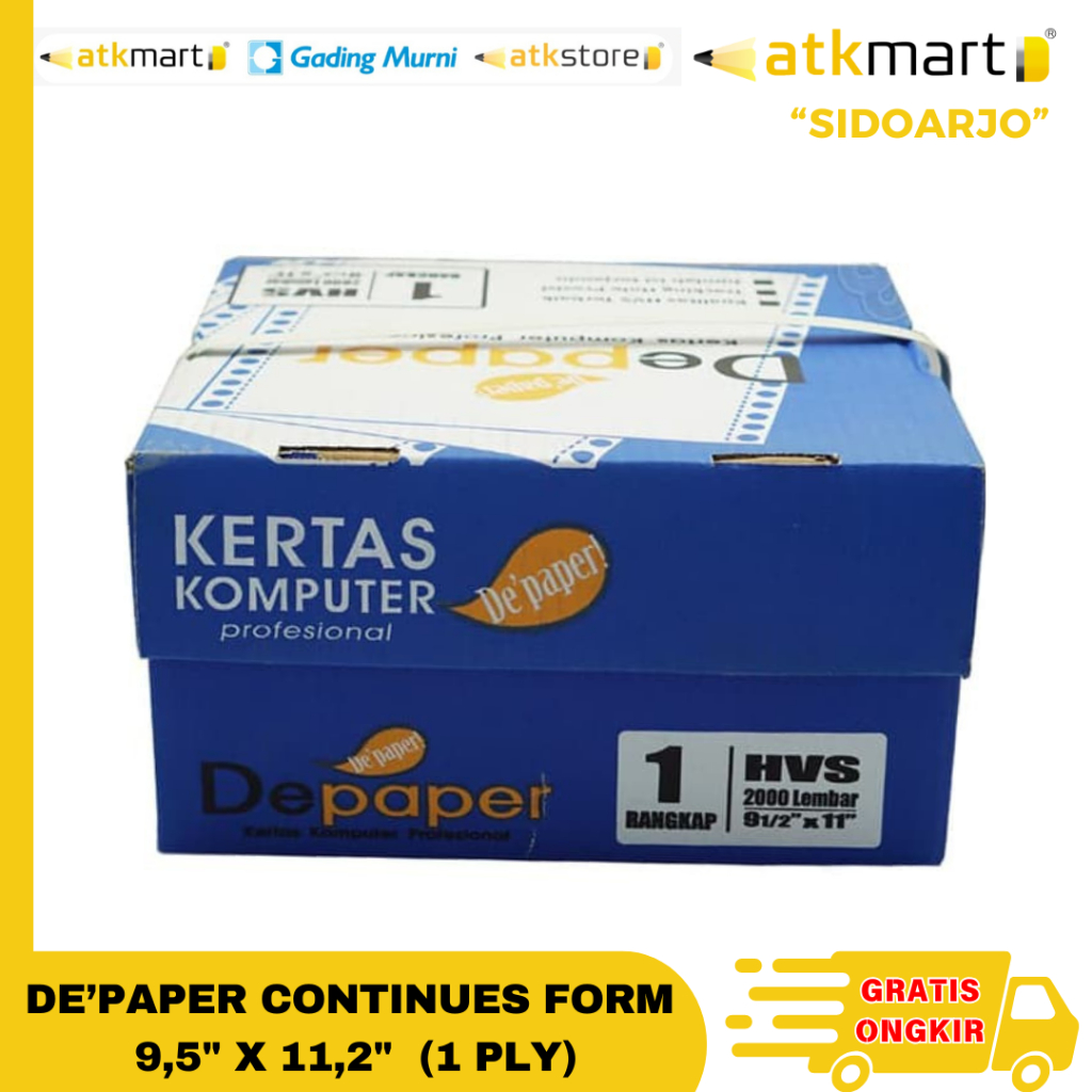 

CONTINUES FORM DE PAPER 9,5 X 11 : 2 1 PLY / Kertas Komputer Print PAPERLINE