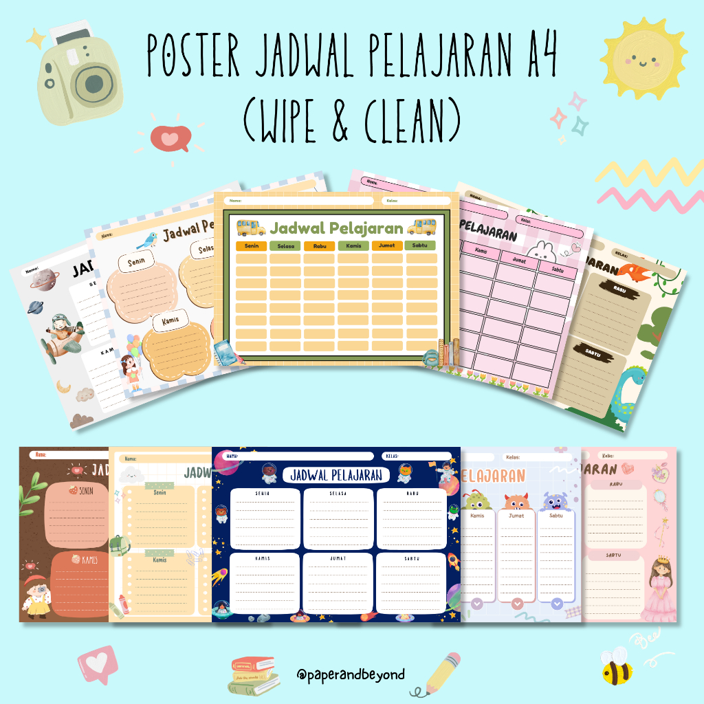 

[POSTER FISIK] Poster Jadwal Pelajaran Anak Ukuran A4 (Wipe & Clean) Bisa Dihapus