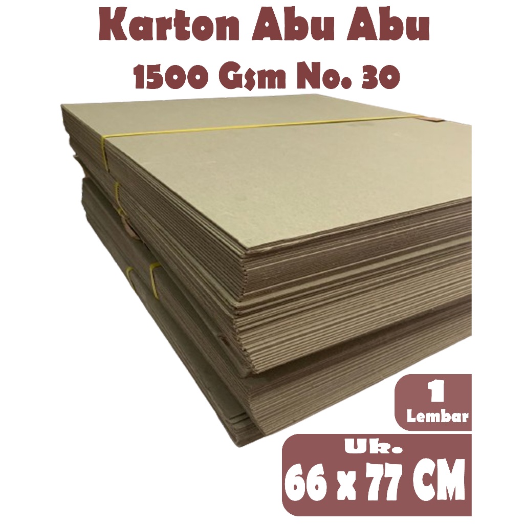 

KARTON ABU ABU 1500 GSM NO. 30 UKURAN 66 X 77 CM , ISI 1 LEMBAR