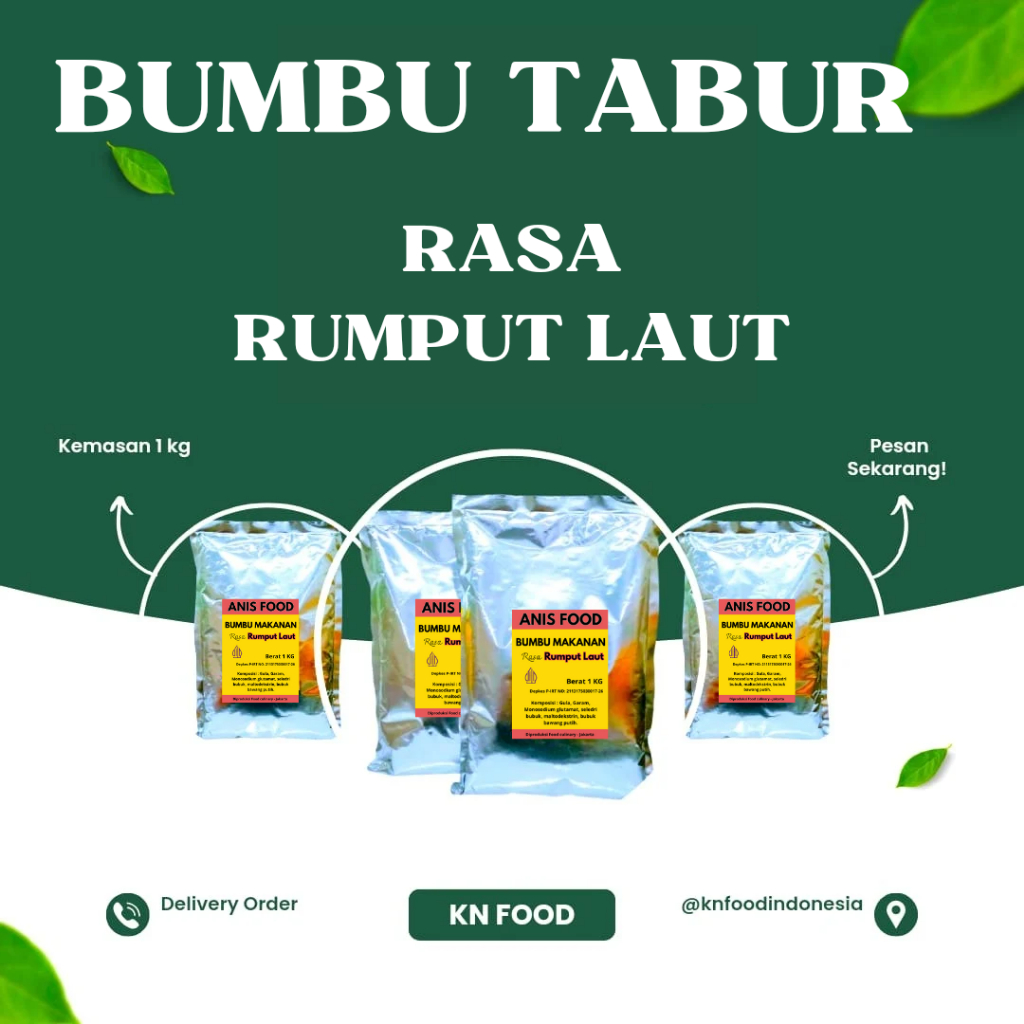 

RUMPUT LAUT BUMBU TABUR ANIS FOOD KEMASAN 1000 GRAM