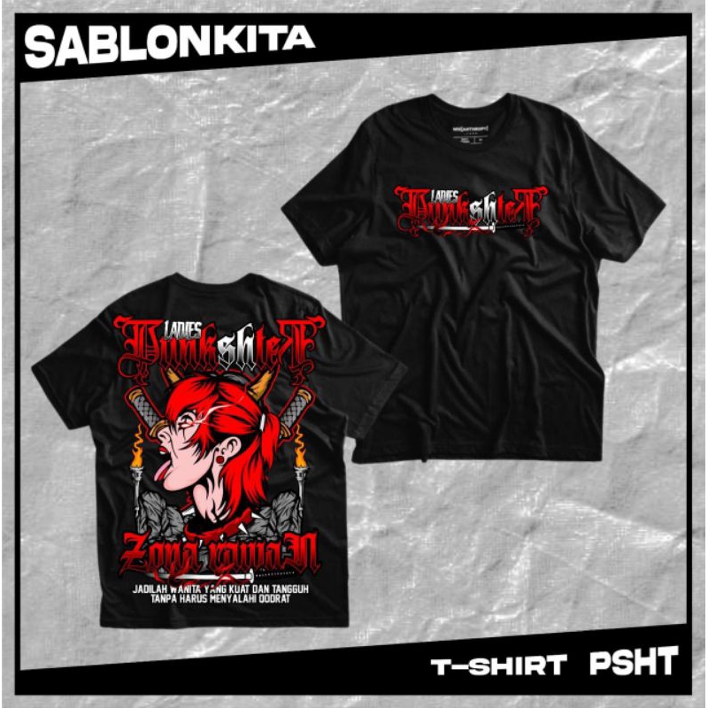 Kaos PSHT Ladies Punkshter Zona Rawan Sablon Dtf Bahan Premium