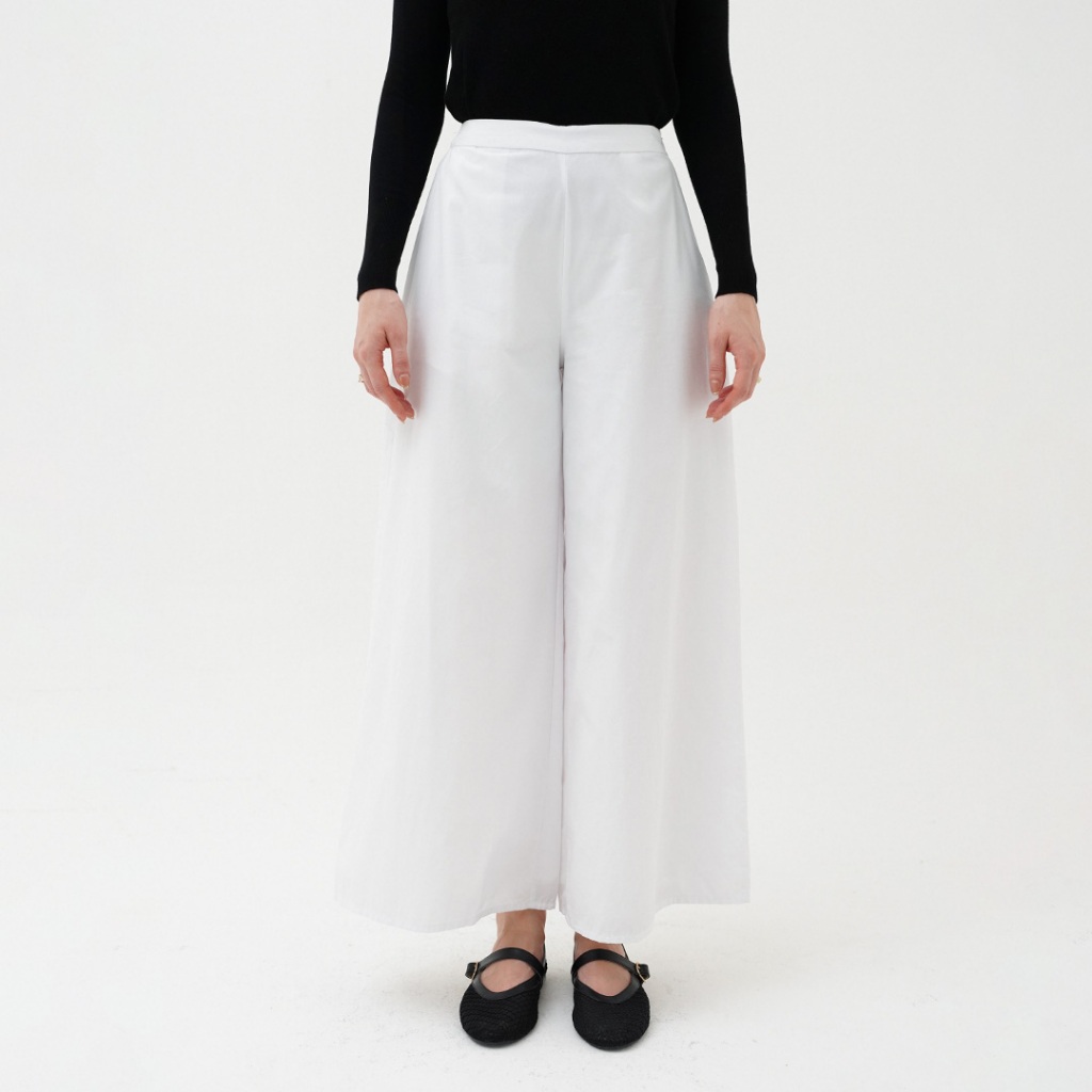 Queensland Palazzo Pants Celana Bahan Kulot Wanita LIN000444Q Offwhite