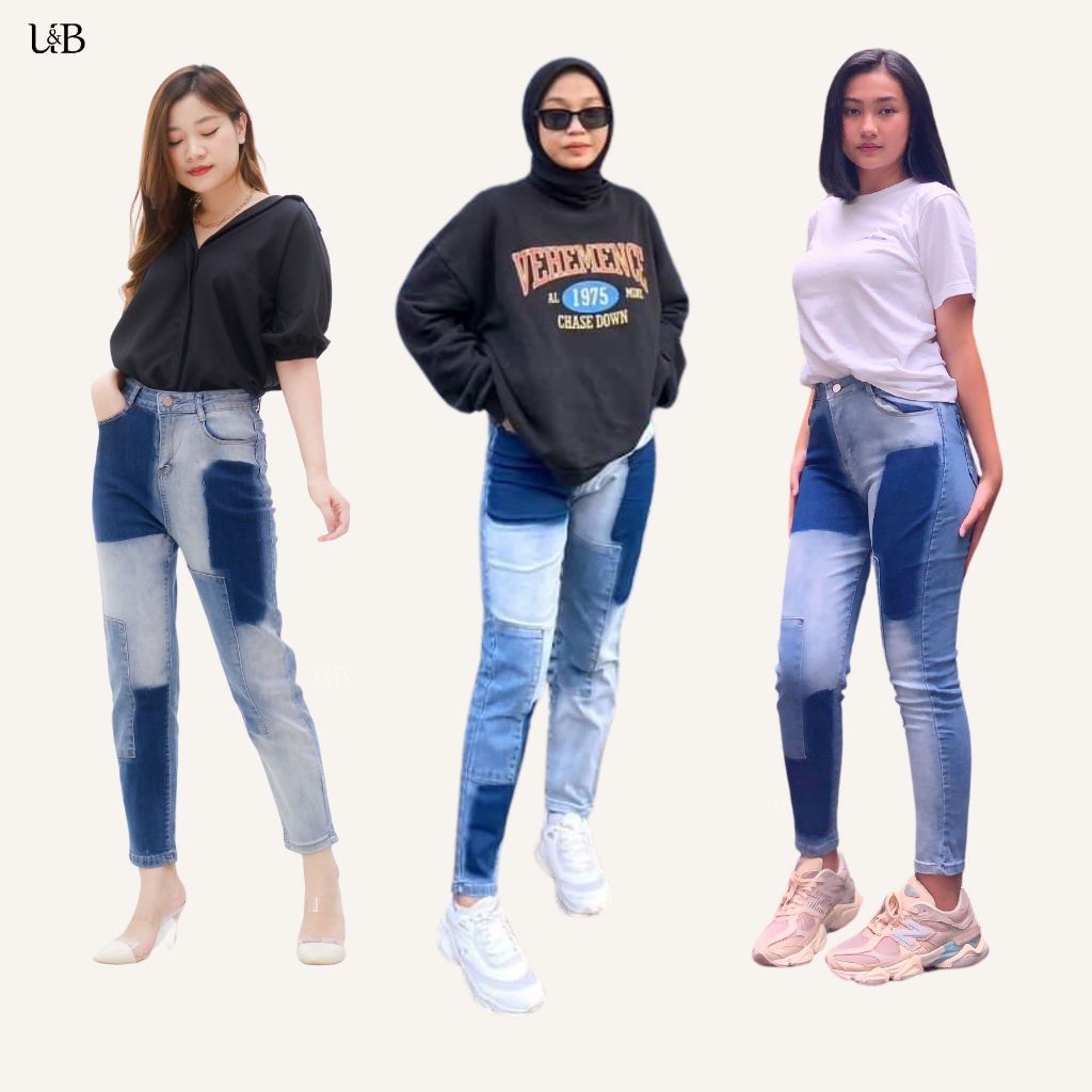 U&B - 3360 | Celana Jeans Wanita Boyfriend Citra Kirana Premium Quality Highwaist Melar Stretchy Nya