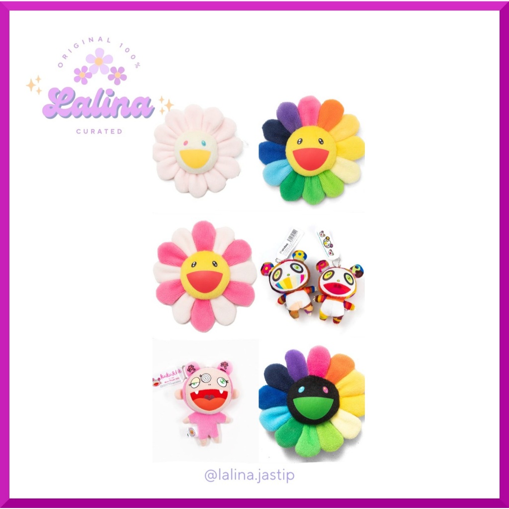 [ READY STOCK ] TAKASHI MURAKAMI ORIGINAL FLOWER PLUSH PIN PINK/WHITE KAIKAI KIKI GOLD KEY CHAIN