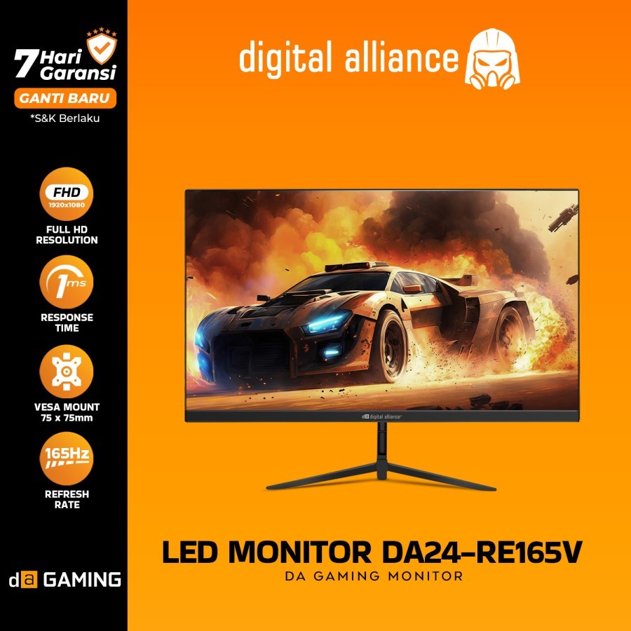 MONITOR LED DIGITAL ALLIANCE 24" INCH 1080P FHD IPS 165HZ 1MS ADAPTIVE SYNC HDMI VGA 99% RGB DA24-RE