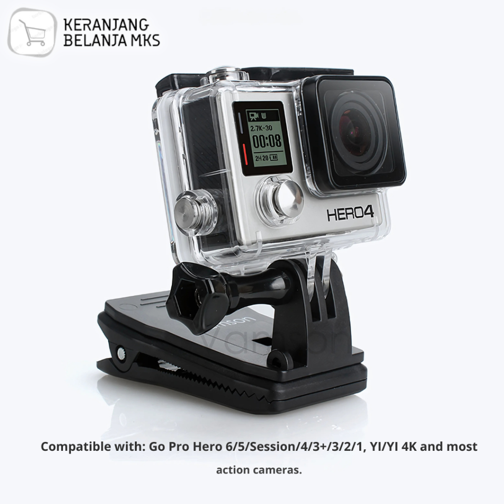 Clip Clamp Mount 360 Rotary with Smartphone Holder for GoPro