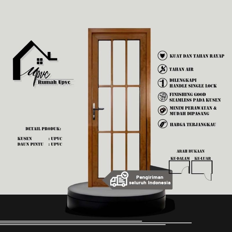 PINTU UPVC PREMIUM KOMBINASI PANEL KACA-PINTU KAMAR,PINTU DAPUR,PINTU GARASI,PINTU MEWAH,PINTU KEDAP