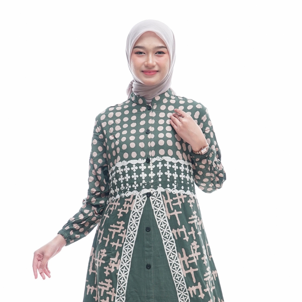 Gamis Rayon Twill Ori Pekalongan Full Kancing Busui Kekinian grosir mboke