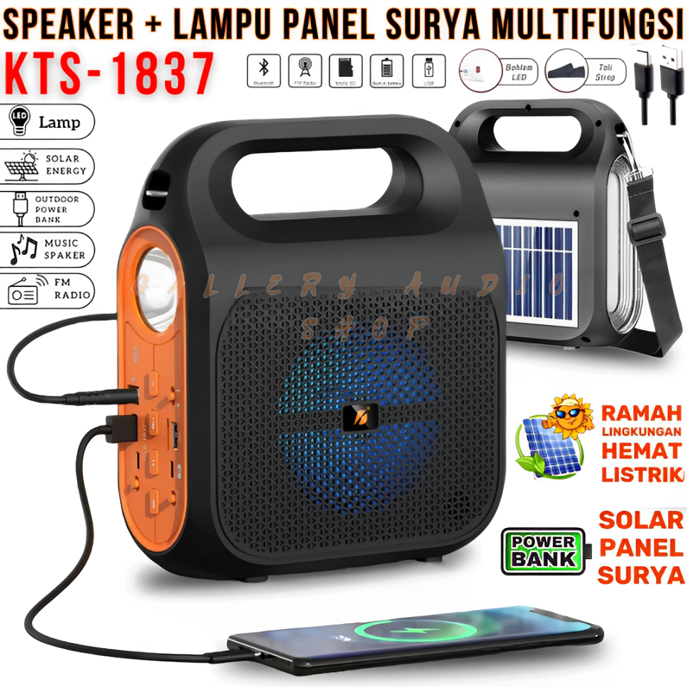 Lampu Emergency Panel Surya KTS-1837 Solar Cell Lampu Emergency Profesional | Flashfish Genset Mini 