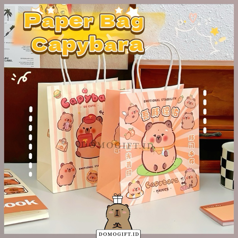 

Tas Kado Ulang Tahun Paper Bag GIft Bags Kartun Capybara Lucu Goddie Bag
