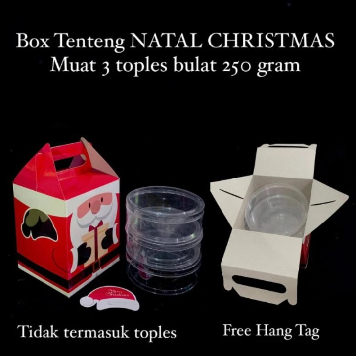 

Box Parcel Natal 1 Pack Isi 3 Pcs Dus Kue Hampers Motif Santa HoHoHo Ukuran 12.5x12.5x15cm