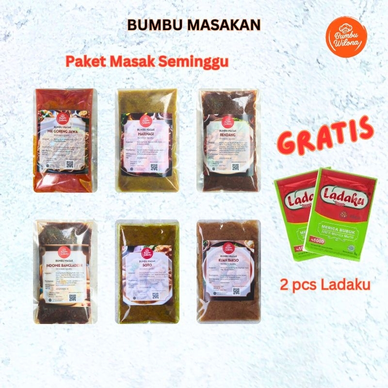 

[PAKET 1] BUMBU MASAK SEMINGGU BY BUMBU WILONA 6PCS FREE 2PCS LADAKU