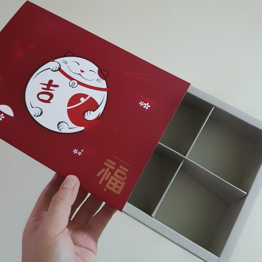 

( 5 Pcs ) Kotak Hampers Eggtart Imlek Dus Fruitpie Sincia Abu Abu Box Mini Pao Chinese New Year Sekat 6