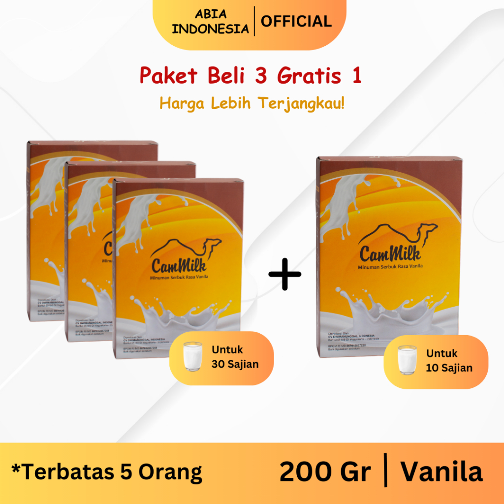 

PAKET BELI 3 GRATIS 1 CAMMILK Susu Unta Original Asli 200 Gram