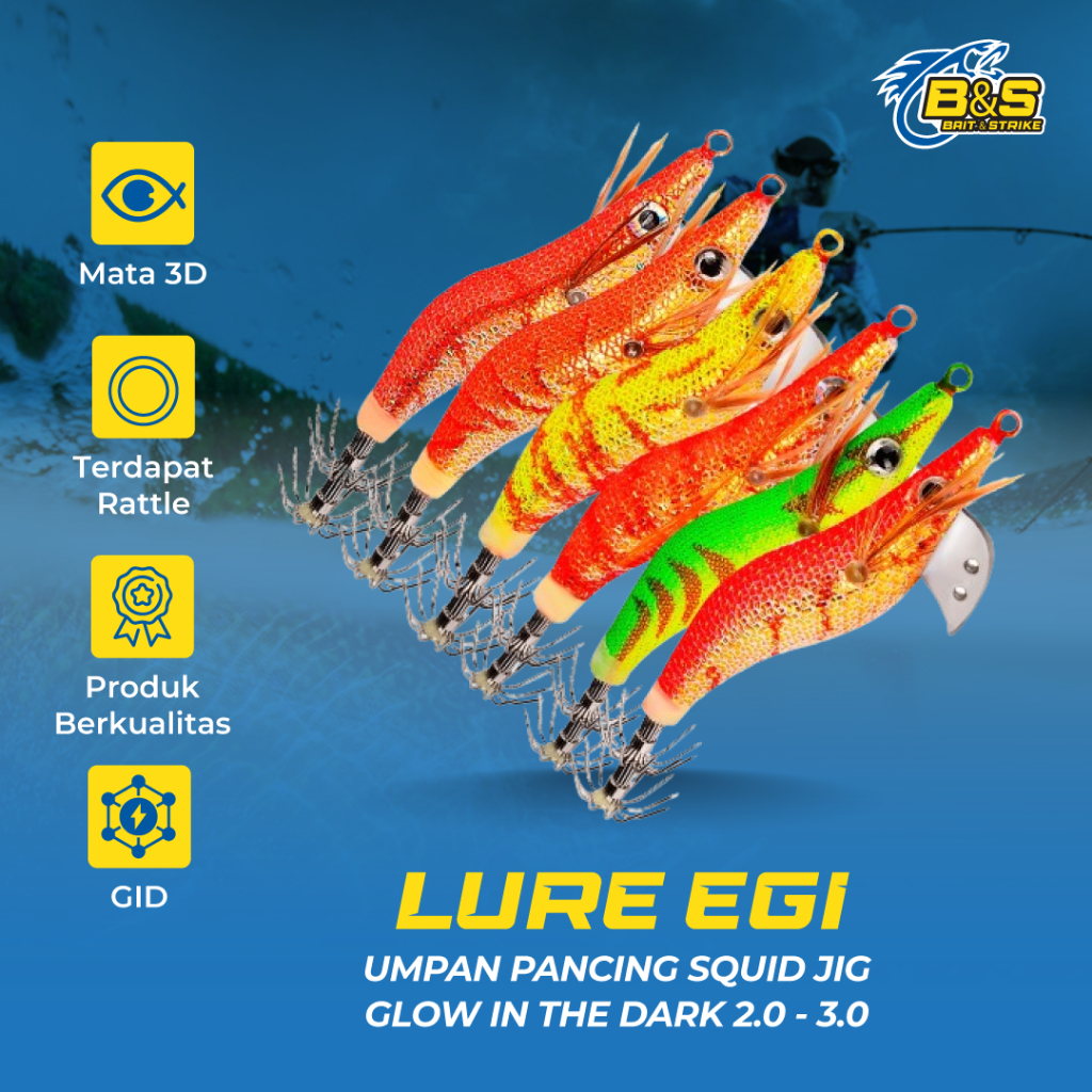 PROBEROS Umpan Pancing Cumi Lure Egi 2.0/ 2.5 / 3.0 Squid Jig Glow In The Dark LE147