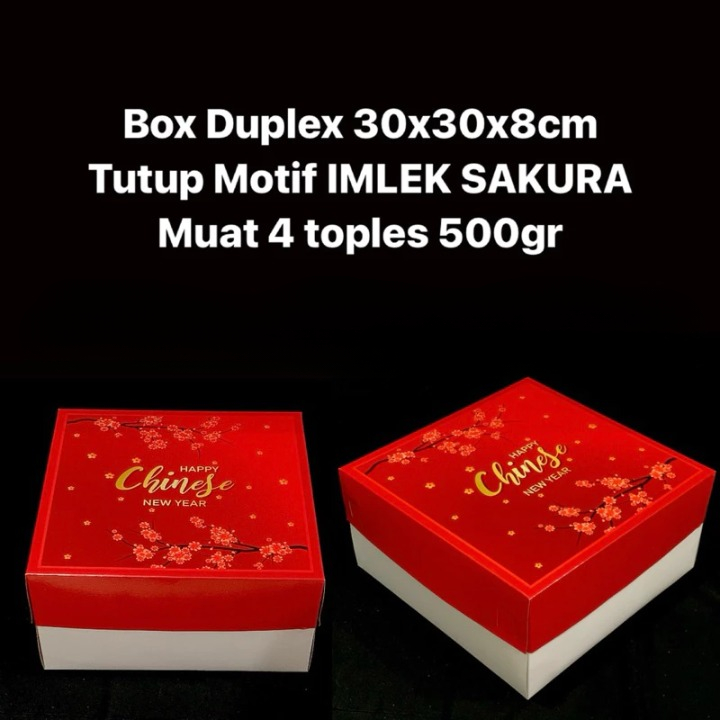 

1 Pack Isi 2 Pcs Box Duplex Kotak Hampers Imlek Muat 4 Toples 500gr Ukuran 30x30x8cm