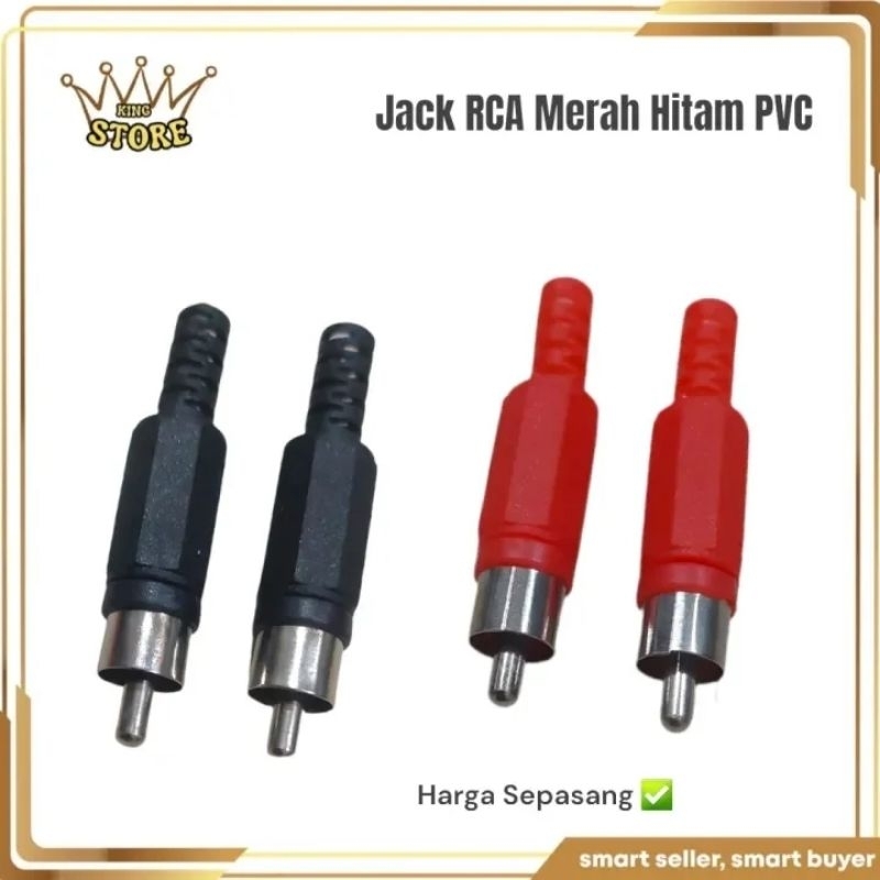 Jack Plastik RCA Merah Hitam Sepasang Jek Audio Konektor