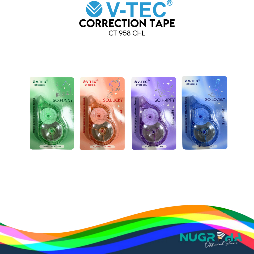 

V-TEC CT 958 CHL CP TAPE CORRECTION TIPEX KERTAS CT PET TAPE 40 METER